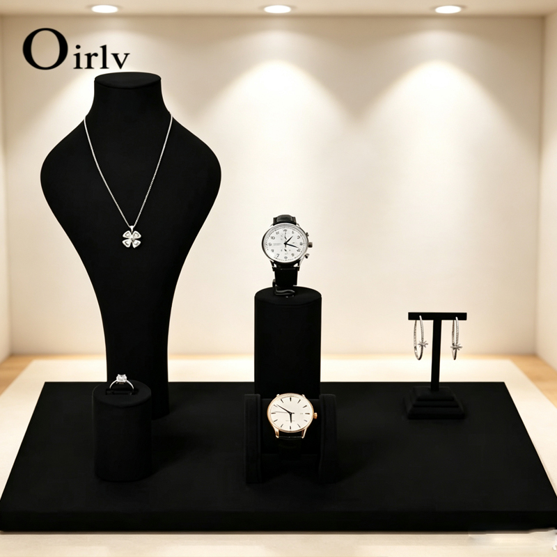 Jewelry Stores With Watches - Oirlv 블랙 쥬얼리 디스플레이 세트 목걸이