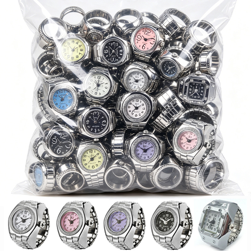 Vintage Jewelry Watches Women - 빈티지 실버 미니 펑크 시계 반지