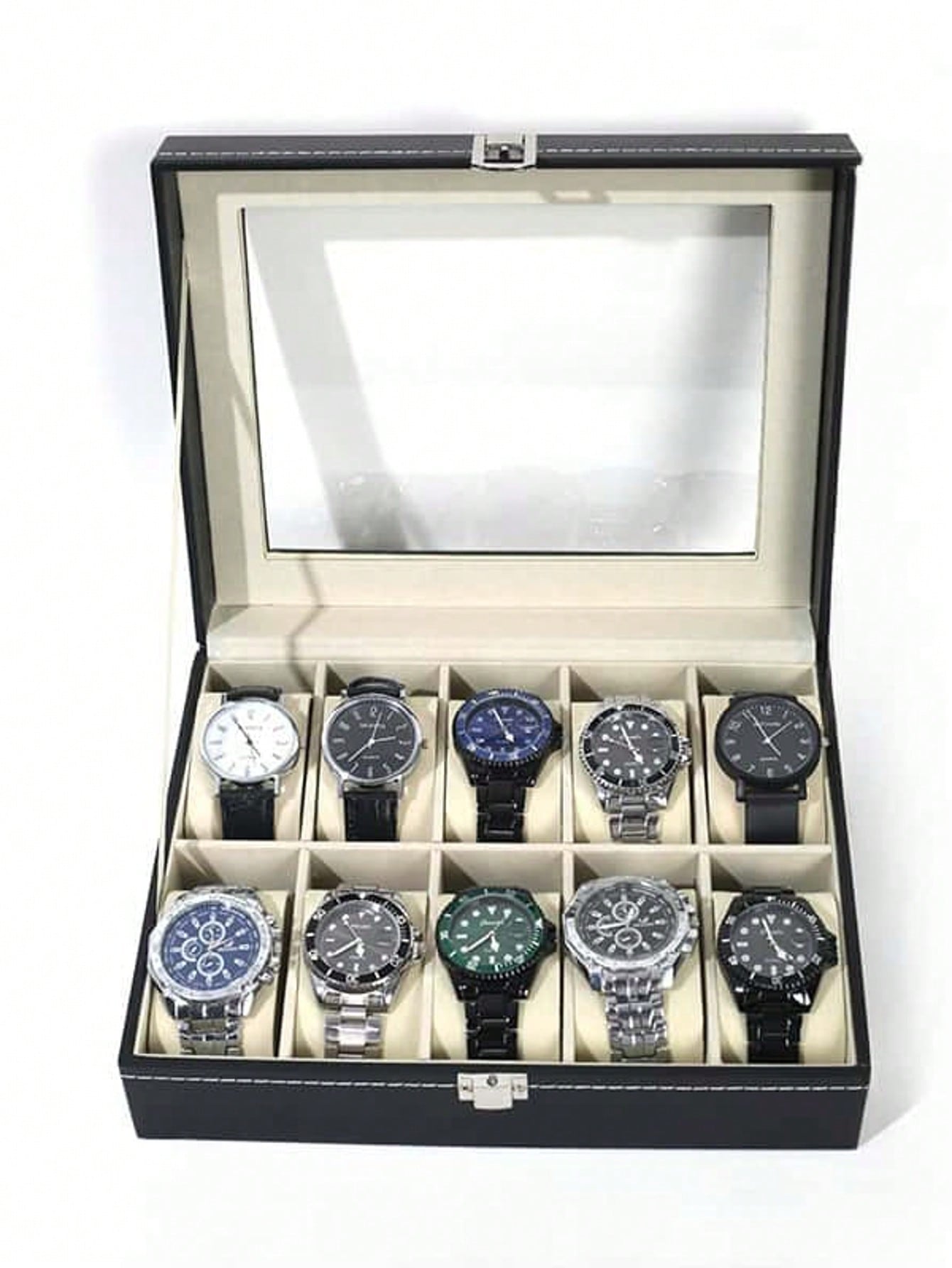 Jewelry Watches For Women - 잠금장치가 있는 가죽 시계 상자, 대용량