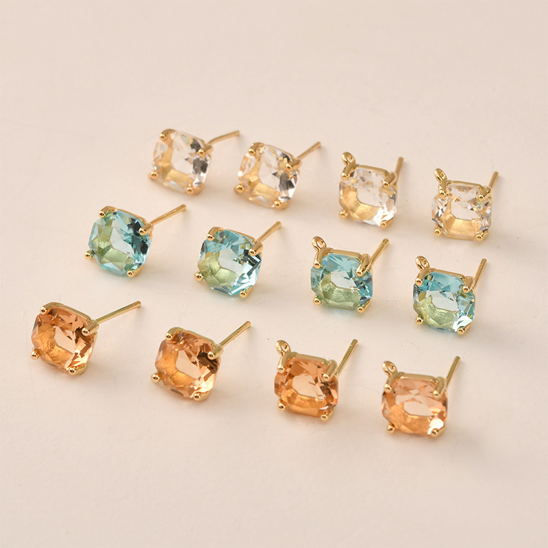 Pearl Stud Earrings - 10 쌍 색상면 처리 된 사각형