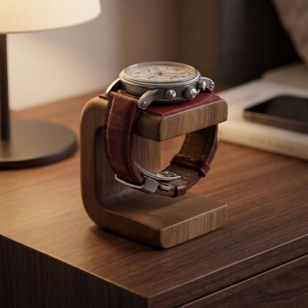 Jewelry Stand Watches - 가죽 패드가 있는 나무 소재의 시계