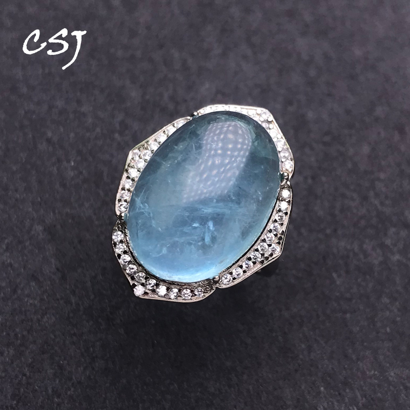 Turquoise Stone Ring - CSJ 빅 스톤 천연 아쿠아 마린
