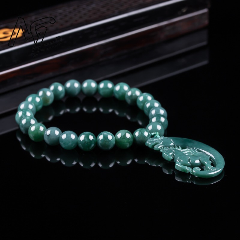 천연 비취 블루 워터 조디악 말 비즈 핸드 니팅 팔찌  - Jewelry & Watches Sp Z Oo Opinie 리뷰 및 가격