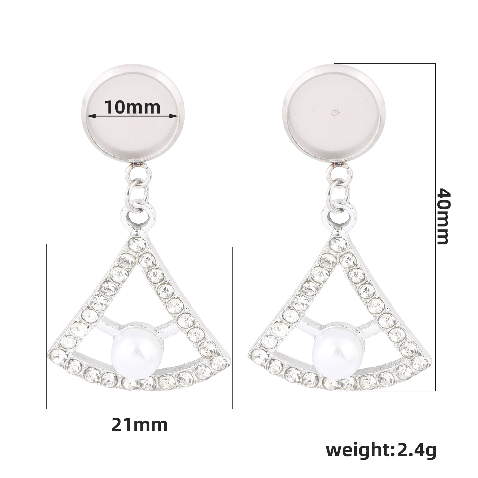 10개 스테인리스 스틸 10mm 카보숑 귀걸이 베이스  - Pearl Stud Earrings 리뷰 및 가격