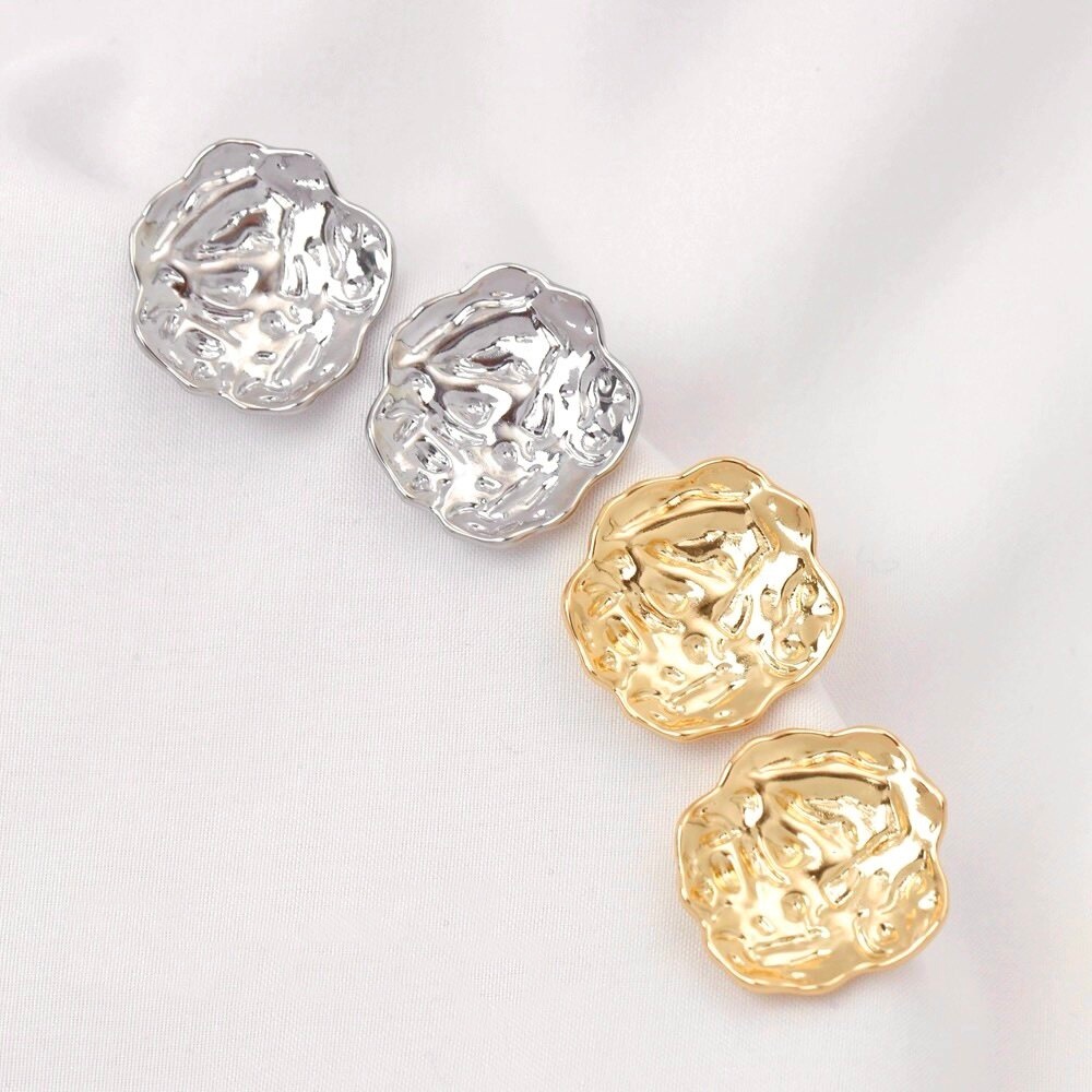 2개 18K 금도금 주름 장식 꽃 귀걸이, DIY 진주 - Pearl Stud Earrings 리뷰 및 가격