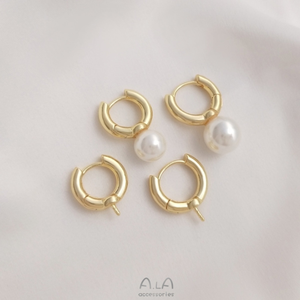 황동 금도금 라운드 하프홀 진주 베젤 귀걸이 클립 블랭 - Pearl Stud Earrings 리뷰 및 가격