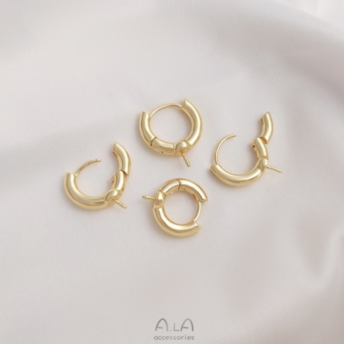황동 금도금 라운드 하프홀 진주 베젤 귀걸이 클립 블랭 - Pearl Stud Earrings 리뷰 및 가격