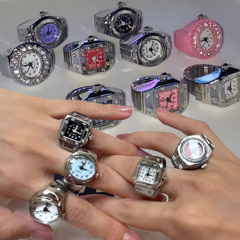 빈티지 실버 미니 펑크 시계 반지 패션 탄성 디지털 쿼 - Vintage Jewelry Watches Women 리뷰 및 가격