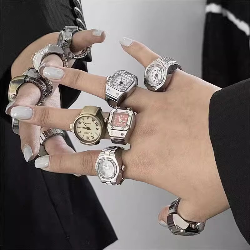 빈티지 실버 미니 펑크 시계 반지 패션 탄성 디지털 쿼 - Vintage Jewelry Watches Women 리뷰 및 가격