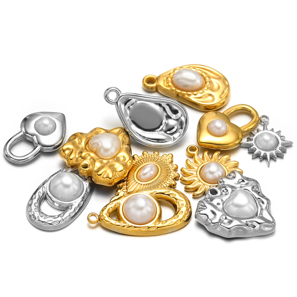5pcs 스테인레스 스틸 모조 진주 잠금 심장 태양 목 - Pearl Stud Earrings 리뷰 및 가격