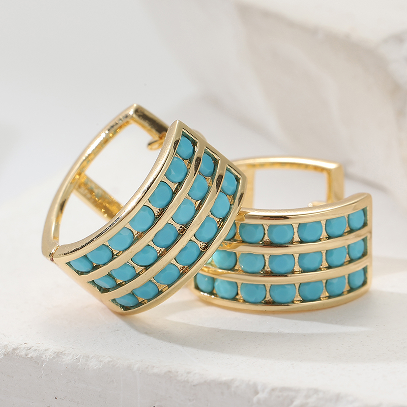 인레이 스퀘어 모조 블루 터키석 후프 귀걸이 여성용 클 - Turquoise Stone Ring 리뷰 및 가격