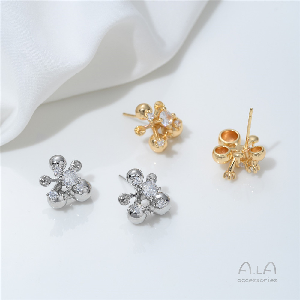 14K 금도금, 지르코늄 상감 꽃볼, 비즈, 귀걸이,  - Pearl Stud Earrings 리뷰 및 가격