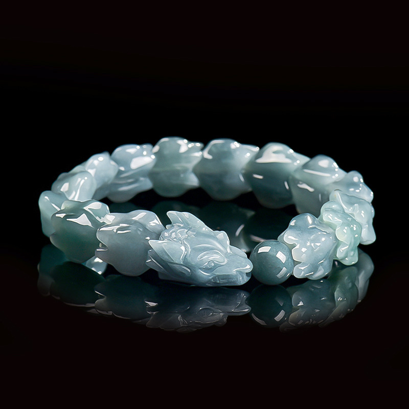 블루 버마산 비취 용 팔찌, 조각된 원석 뱅글, 부적, - Jewelry & Watches Sp Z Oo Opinie 리뷰 및 가격
