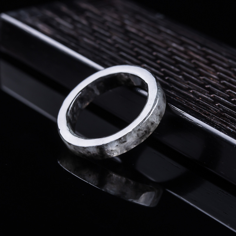천연 A급 버마산, 블랙 제이디트 아이스 타입 반지,  - Jewelry & Watches Sp Z Oo Opinie 리뷰 및 가격