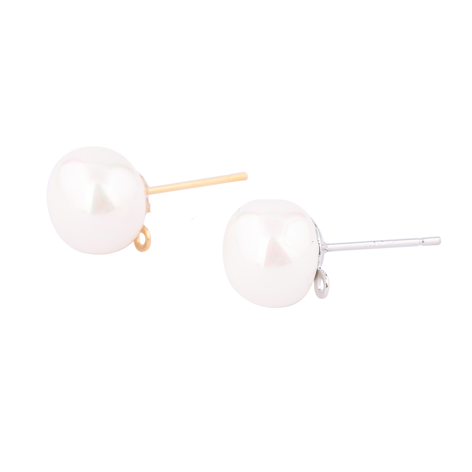 10pcs 구리 화이트 K 골드 도금 진주 귀걸이 포스 - Pearl Stud Earrings 리뷰 및 가격